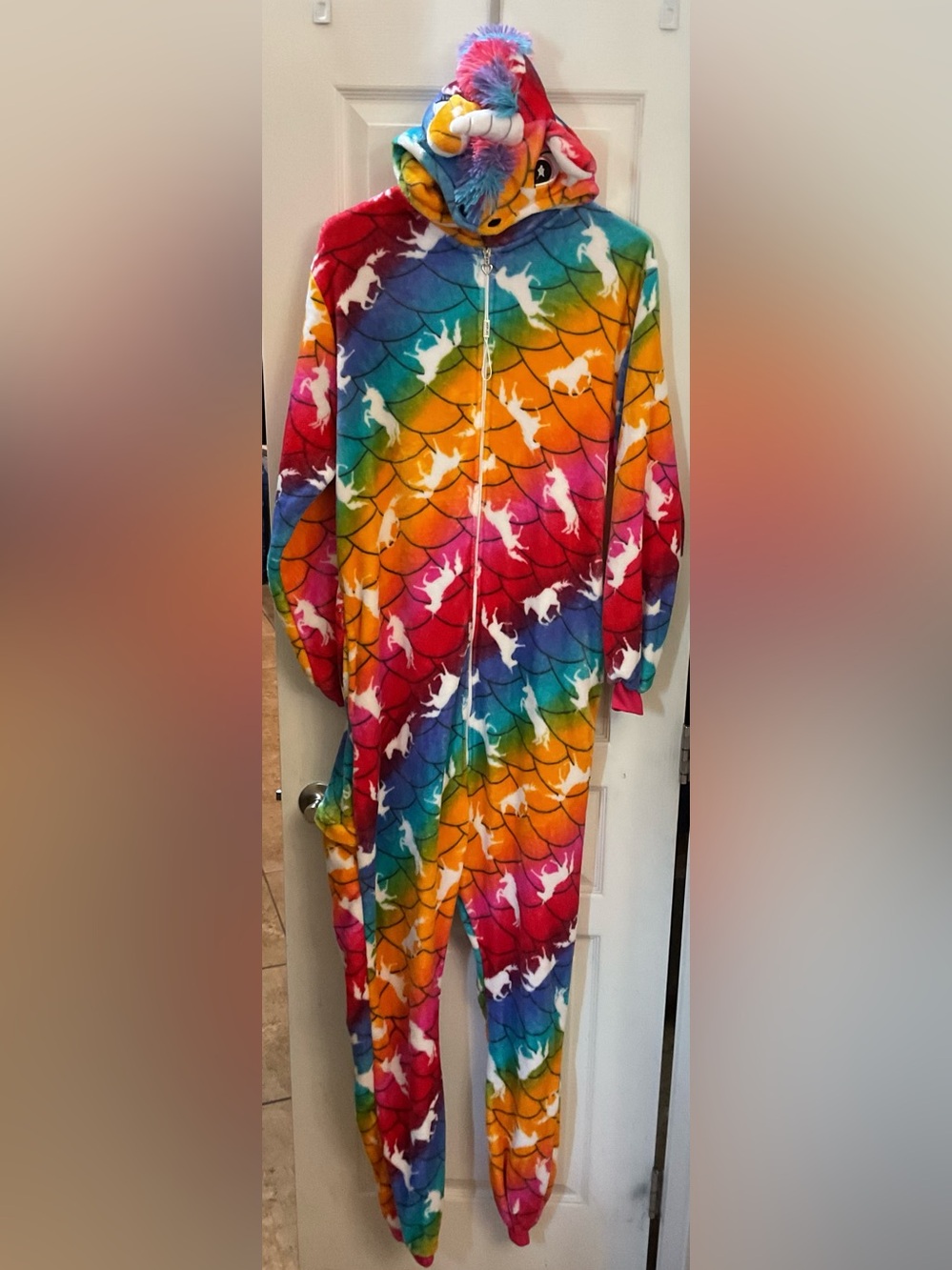 Rainbow Unicorn Fleece Onesie Hoodie